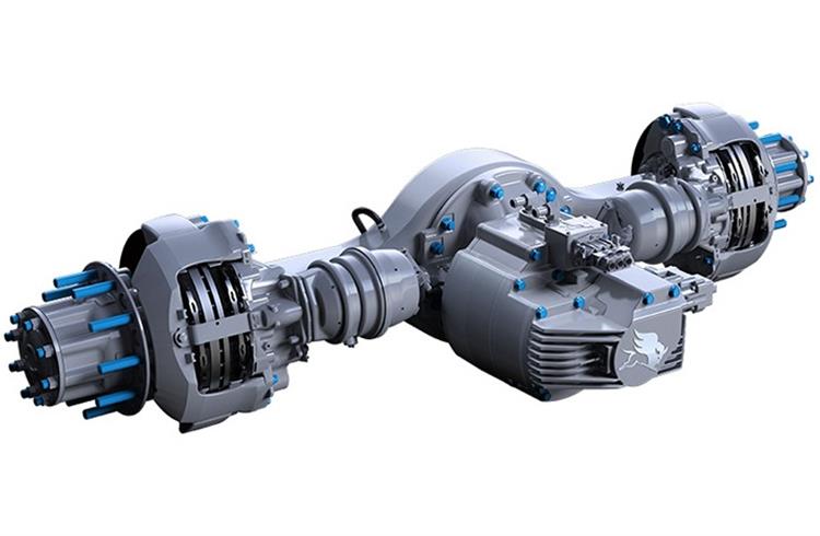 Meritor's 14Xe all-electric, fully integrated electric powertrain for M&HCVs is lighter and more efficient than a conventional electric motor and axle set-up, and helps deliver an increased range.