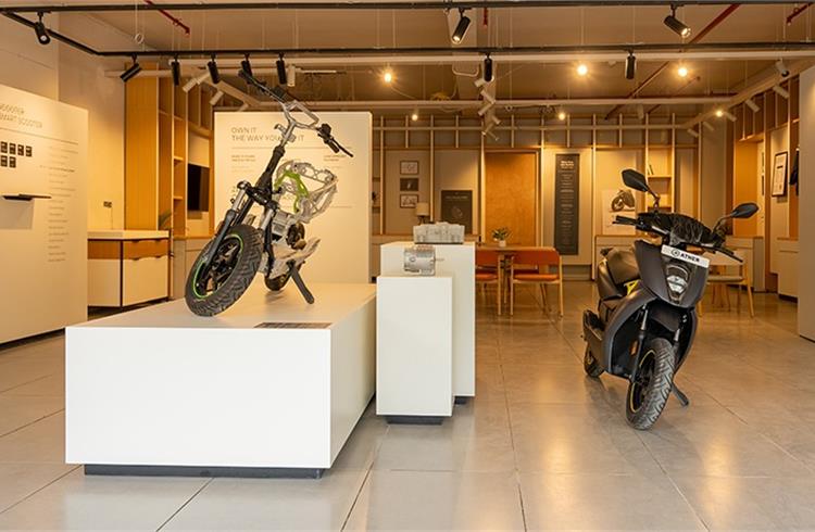 As in all its Experience Centres, the Bhubaneswar retail outlet showcases a stripped-bare e-scooter for visitors to get an in-depth view of the product and its features.