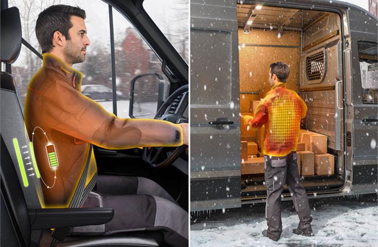 The jacket heating system means the energy consumption for heating the cab can be reduced by up to 90 percent. The driver also does not end up freezing when loading and unloading.