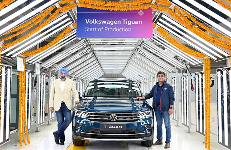 Gurpratap Boparai, Managing Director, SAVWIPL and Ashish Gupta, Brand Director, Volkswagen Passenger Cars India at the rollout of the made-in-India Tiguan.