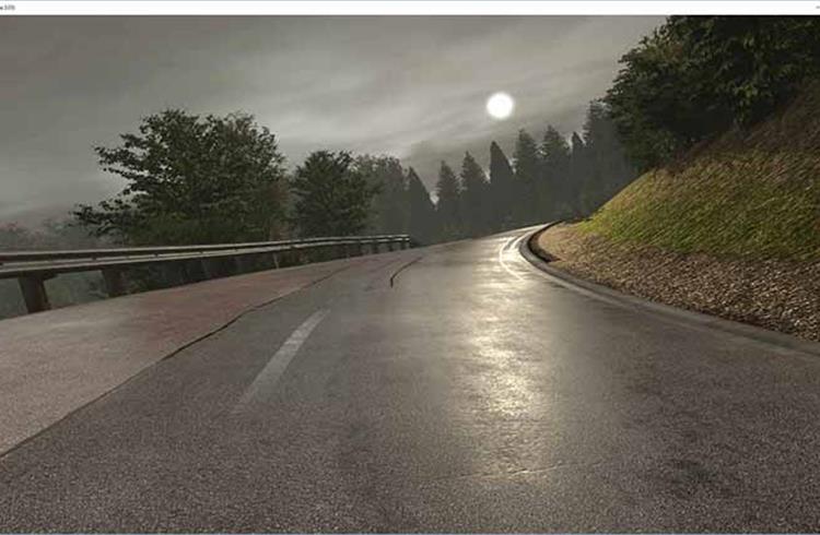 Digital model of a wet road.