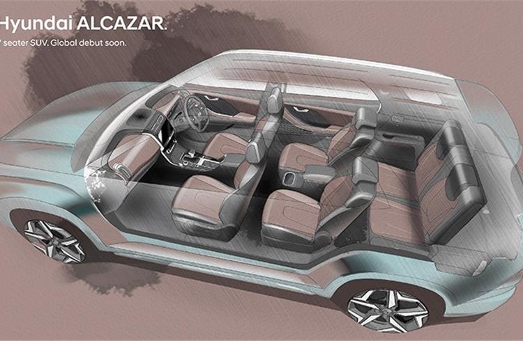 Hyundai teases Alcazar seven-seater SUV ahead of global unveil on April 6