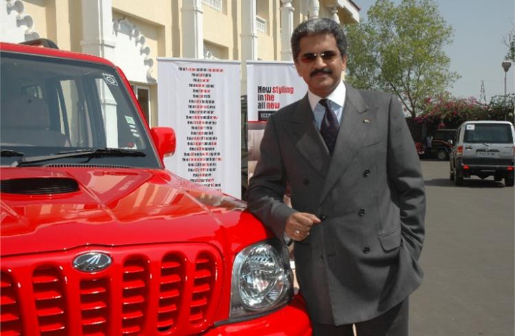Anand Mahindra with the Scorpio that has proved to be a formidable brand