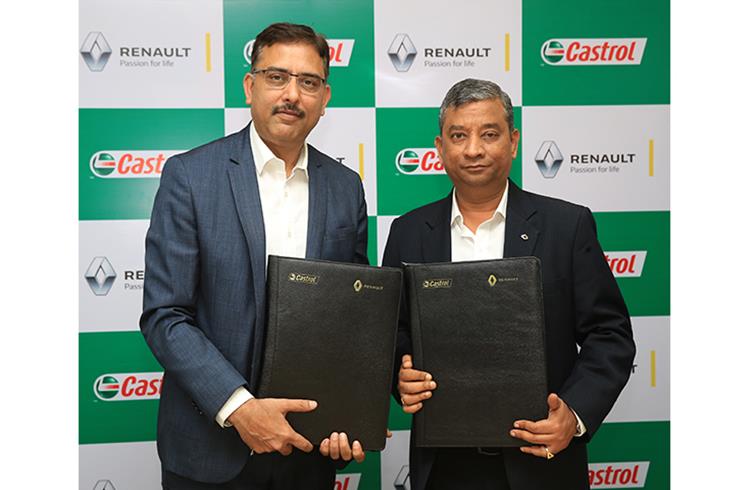 L-R: Rajiv Govil, vice president – workshop and OEM sales, Castrol India and Venkatram Mamillapalle - CEO and MD, Renault India at the signing ceremony of the Renault-Castrol strategic partnership