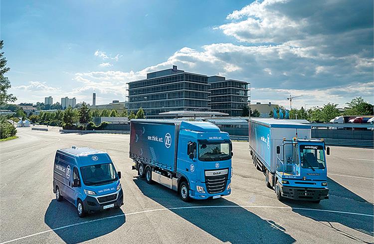 L-R: ZF demonstrated self-driving applications in the form of a last-mile delivery van,  innovation truck and a terminal yard tractor for automated cargo handling at depots.