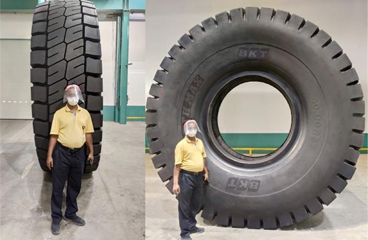 Designated Earthmax SR 468, this 57-incher is the largest tyre size ever made by BKT and is designed to go on rigid dump trucks. The prototype is to be tested the coming months by BKT engineers.