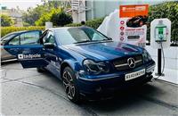 The petrol-powered 2003 Mercedes-Benz C Class is retrofitted with an e-powertrain.