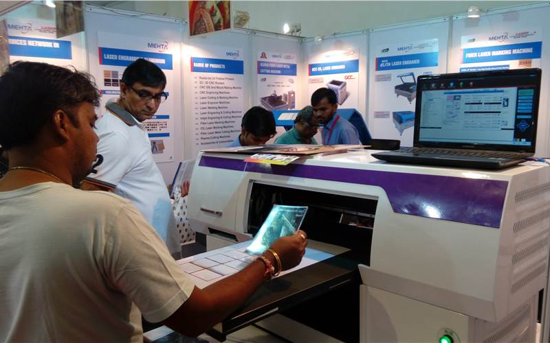 Ahmedabad-based, Mehta Cad Cam Systems, had displayed UV LED desktop flatbed printer RJ 455V