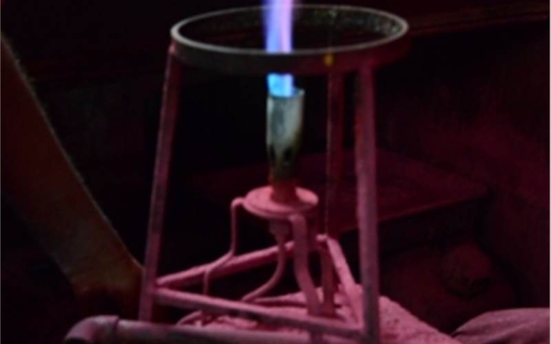 The blue flame is required to heat the metal surface. According to Sawant, it ensures that the coating is dried properly
