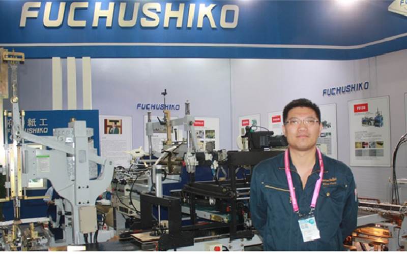 Fuchu Siko, one of the pioneers in rigid box manufacturing machines displayed a smaller size rigid box machine. Ricky Chan of Fuchu Siko said the machine on display is just smaller in format, without any new technology innovation. Fuchu Siko is represented by SLKGC in India and has more than six installations