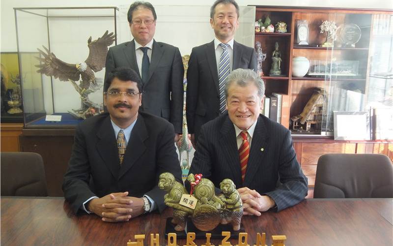 Team Horizon and Om Prakash (sitting - left) at the Horizon International HQ in Kyoto Japan