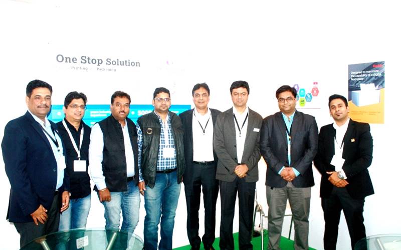 Vimal Paliwal of Guru Ji Graphics (fourth from left) and others at Labelexpo India 2016