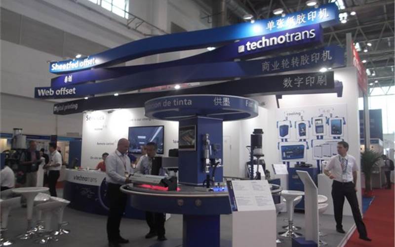 Technotrans' theme of the show was "profitable print - same turnover, more profit". Among the highlights on display at the company's stand  was automated central ink supply for offset presses; spray dampening technology for newspaper printing; semi-automatic ink.dos ink dosing system among others