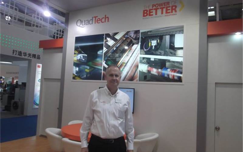In the picture is Randy Freeman of QuadTech. The company unveiled Color Quality Solution for packaging printers while showcasing its portfolio of press control systems for packaging, commercial and newspaper segment