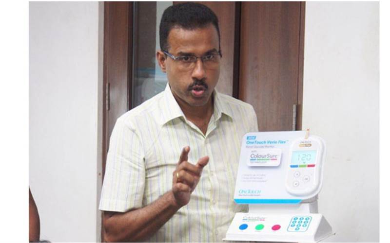 Embeding electronics: Mathai demonstrates a table-top POP for pharma company, which allows patient to input his blood pressure values and indicates if it is low, okay or high