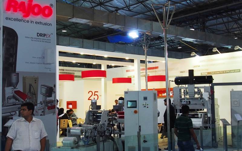 Junagadh-based specialists of plastic extrusion machinery, Rajoo Engineers' stall was abuzz with activity as it demonstrated blown film lines of plastic extrusion