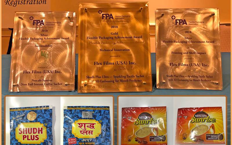 Uflex’s sachets pack a big punch at FPA and AIMCAL Awards 2018