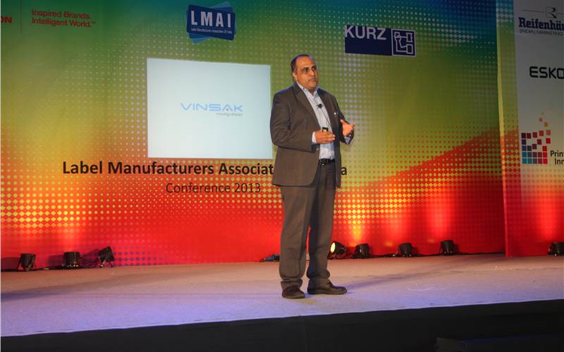 Ranesh Bajaj, director, Creed Engineers presentating on label finishing and brand protection with latest and cost effective technology