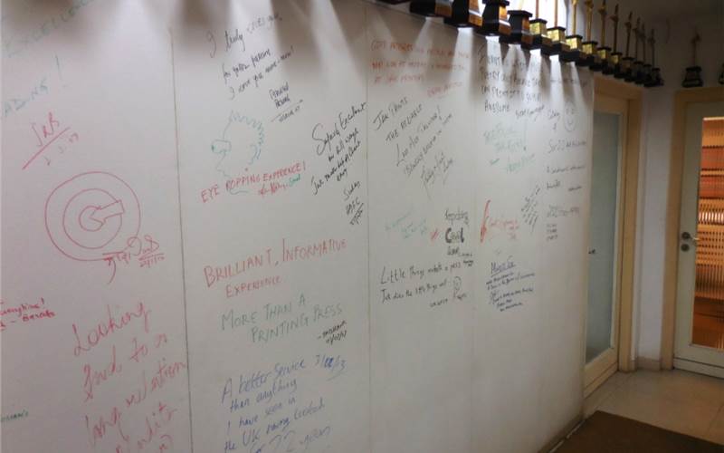 The walls of Jak's office are adorned with wishes and messages from its happy customers. Now that is a rarity!