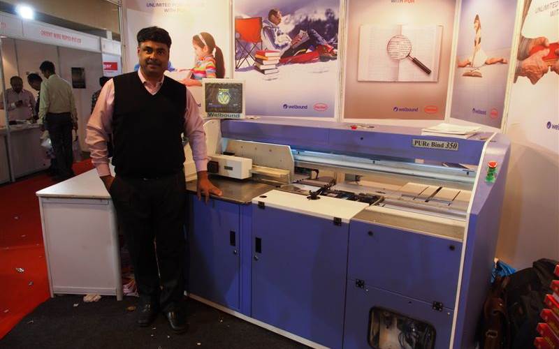 Welbound exhibited its PUR ebind 350 of which it is yet to get an installation. Welbound has more than 25 perfect binding machines in Indore, 12 plus six-clamp machines and 13 multi-clamp machines