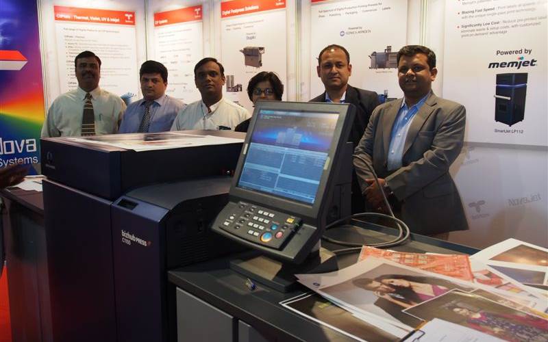 TechNova showcased the Konica Minolta C1100 bizhub press. According to Puranjit Sarangi, national sales manager, TechNova Imaging Systems, Indore has 30 digital printers printing three lakh A3 sheets/month