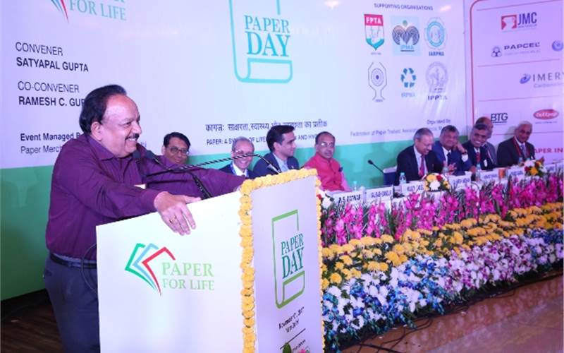 Dr Harsh Vardhan, minister of science & technology, ministry of environment, forest and climate change and ministry of earth sciences during the Paper Day event