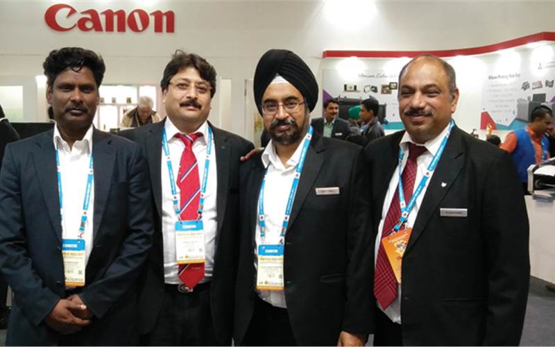 (second from left) According to Datta, Canon India has strengthened its position in the digital printing space since the PrintPack 2015