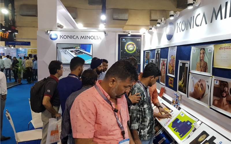 Visitors at the Konica Minolta stall during SPI 2018