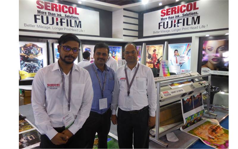 Baibhav Nath (left) of Fujifilm Sericol. The ink specialists launched Color+CUV Smart UV ink at the show