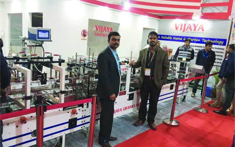 Delhi-based manufacturer of foldergluer Vijaya Grafiks has announced the sale of two folder-gluers to Deharadunbased SS Industries and Haridwar-based Sai Ram Printers. The machine displayed at the show will be installed at SS Industries’ Dehradun plant whereas the machine for Sai Ram Printers will be supplied subsequently