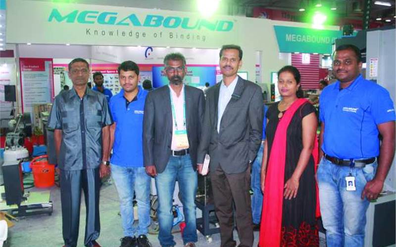 Bengaluru-based Megabound booked 50 machines. At the show, the company launched five kits — fully automatic casemaker, twin case corner rounding, rigid box V grooving machine, automatic top gluing conveyer and wrapping machine and automatic book end pasting machine