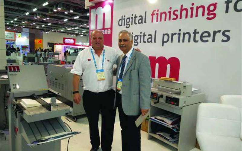 Mumbai-based Malhotra Graphics sold out all the machines it displayed at PrintPack, including a range of post-press machines from UK-based manufacturers Morgana and Renz. Morgana’s Digibook 200 PUR binder and BM 350 booklet maker made its debut at the show