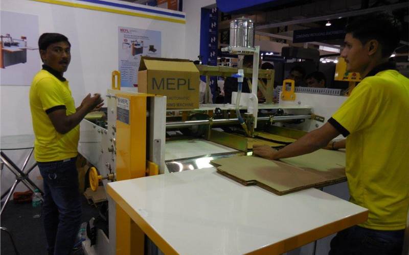 Pune-based Morya Engineers is showcasing semi-automatic high-speed flap gluing machine at the exhibition