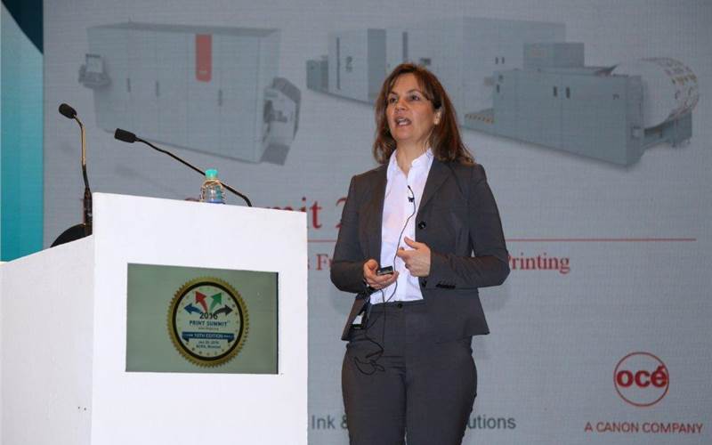 Karin Mayer, vice president, business line management for ink and dry toner solutions, Oce Printing Systems made a pitch for inkjet adoption within the offset fold, citing the examples of its two inkjet presses, the Varioprint i300 and Imagestream
