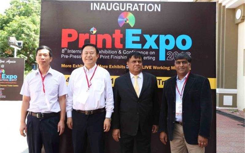 "The trend of digital printing innovations that we saw in Drupa this year has carried on to our exhibition (PrintExpo) and we truly believe printers from South India would benefit by the presence of all the digital press bigwigs," said Ashok Neelkant, managing director, Intel Trade Fairs & Exposition, the organiser of PrintExpo. He's seen second from right during the photo-op along with Balaji Rajagopalan of Xerox and other exhibitors