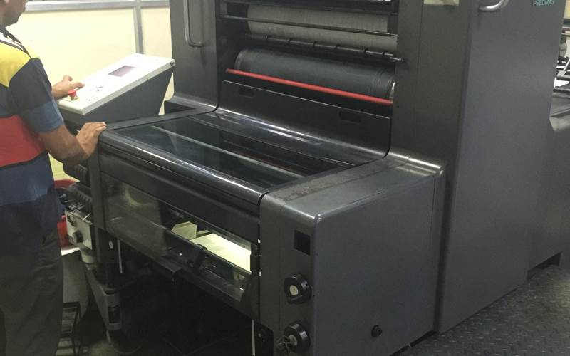 Heidelberg SM 74 single-colour used mainly for printing commercial jobs for banks and financial institutions